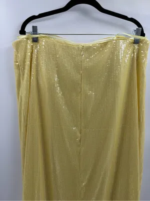 Staud yellow sequined gown wedding guest strapless party event Casey dress sz 16 thumbnail 8
