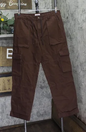 Woolrich X TGT Adult Mid-Rise Slouchy Cargo Twill Pants Drawstring Brown M thumbnail 1