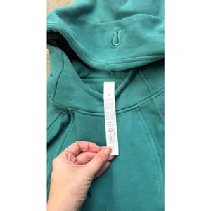 lululemon Scuba Pullover Hoodie Side Slit Logo Oversized Turquoise Blue XS/S thumbnail 10