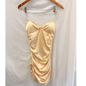 Oh Polly Satin Gold‎ Midsummer Mini Dress US 4 Gala Night Out Clubbing Miami thumbnail 2