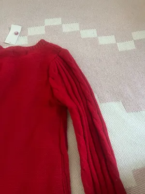 Midnight Doll Red Baby Pink Bow Coquette Open Knit Sweater Dress Winter Fall New thumbnail 5