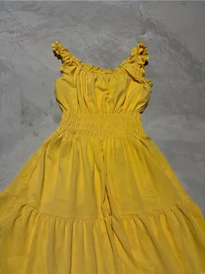 Alex Marie Bentley pebble crepe scoop neck Sleeveless Yellow Tiered Dress medium thumbnail 3
