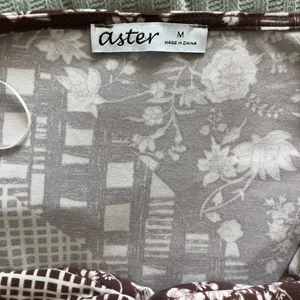Aster women’s dress brown white floral checkered design artsy pockets‎ medium thumbnail 4