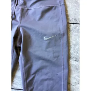 Nike Dri-FIT Womens Purple Crop Running Leggings Mesh Zipper Pocket Size M thumbnail 2