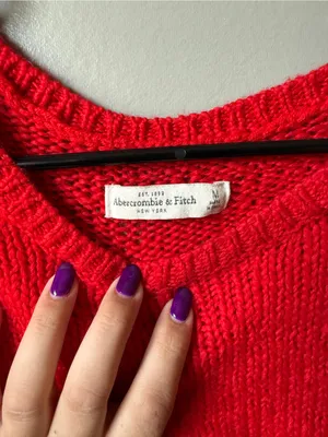 Abercrombie & Fitch Red Knit High Low Sweater Size Medium thumbnail 3