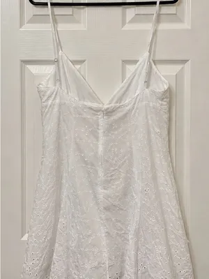 Zara White Eyelet Spaghetti Strap Mini Dress thumbnail 4