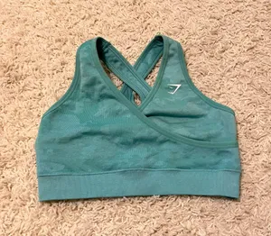 Gymshark Teal Cross Over Sport Bra Size S thumbnail 1