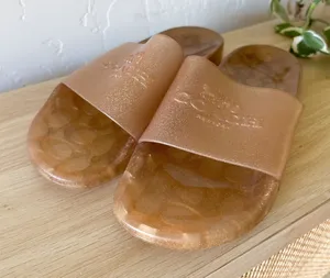 Coach |‎ Ulyssa Glitter Jelly Pool Slide Sandals in Gold Brown thumbnail 1