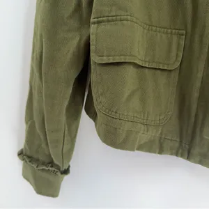 Anthropologie DOLAN Ruffle Utility Jacket XS Olive Green Military Boho thumbnail 3