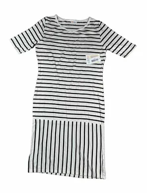 Lularoe Julia‎ White Black Striped Short Sleeve Dress Women's Size Large Mixed thumbnail 1