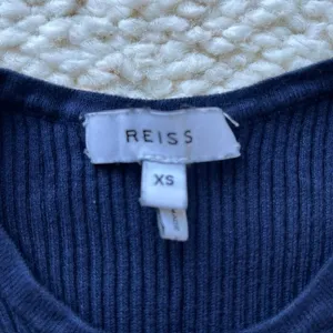 REISS Josephine Ribbed Knit Drawstring Midi‎ Dress Sleeveless Navy Blue XS thumbnail 7