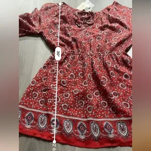 Forever 21 Red‎ & White Paisley Print Cold Shoulder 3/4 Sleeve Mini Dress Sz S thumbnail 6