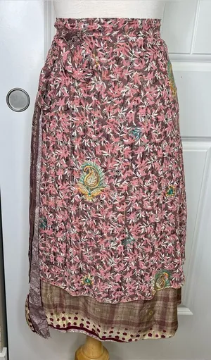 Bohemian Silk Wrap Skirt One Size Womens Floral Paisley Festival Summer Boho thumbnail 1