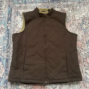 Wolverine Espresso Belmont Quilted Canvas Sherpa Lined Vest Women Size Large thumbnail 6