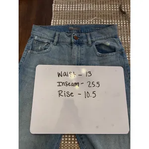 DL1961 Hepburn Wide Leg High Rise Jeans Light Wash Distressed Raw Hem‎ Size 25 thumbnail 7