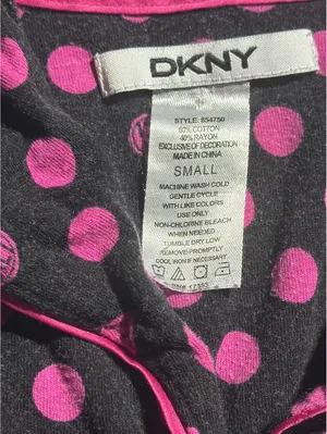 DKNY Women's Black and Pink Polka Dot Pajama Set Size Small thumbnail 4