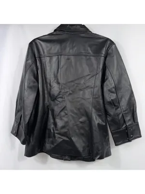 Pamela Dennis L Black Genuine Leather Snap Front Jacket Size L thumbnail 6