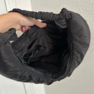 Dagne Dover Rider Puffy Nylon Crescent Pleated Shoulder Bag Black thumbnail 8