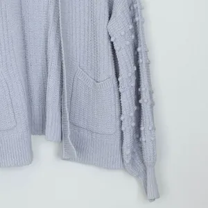 Madewell Gray Pom Pom Sleeve Open Front Cardigan Sweater‎ Womens Size M Chunky thumbnail 3