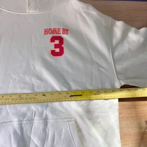 New Butter Yellow Fleece Lined "Home By 3" hoodie Sweater Size M thumbnail 6