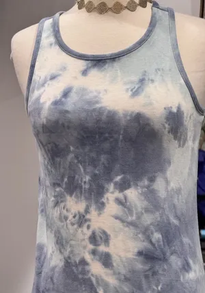 Pink Rose Blue Tie Dye Tank Dress thumbnail 3