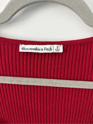 Abercrombie & Fitch Red Sweetheart Corset Ribbed Long Sleeve Sweater Dress S thumbnail 4