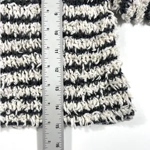 Free People Downy XS Striped Knit Pullover Bell Sleeve Sweater Grey Ivory EUC thumbnail 10