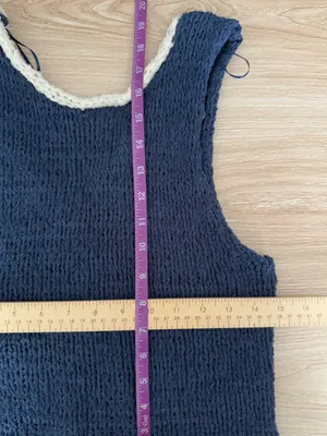 Free People XS Sicily Sweater Shell Navy Nautical Beach Coastal Knit Relaxed thumbnail 6