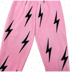 Aviator Nation Pink All Over Black Bolt Sweatpant Joggers Lounge Gym Fit Size XS thumbnail 3