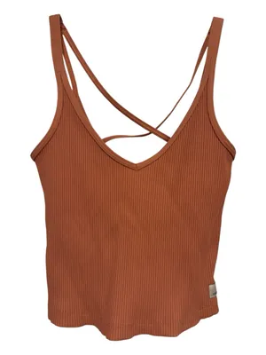 Vuori Rib Crop Tank Terracotta Crisscross Back Size XS thumbnail 1