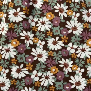 Hollister Floral Mini Dress Womens‎ Small Brown Smocked Back Long Sleeve Ruffle thumbnail 4