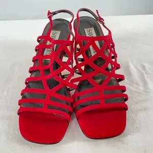 Vintage Sam & Libby Square Toe Strappy Heeled‎ Sandals in Red Size 6.5 thumbnail 3