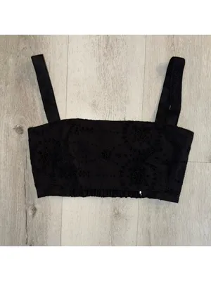 ZARA Whimsigoth Grunge Boho Embroidered Eyelet Open Back Crop top size small thumbnail 5