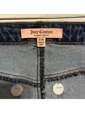 NWT Juicy Couture Y2K Blue Denim Micro Mini Skirt with Cherry Logo Bling Size 7 thumbnail 7