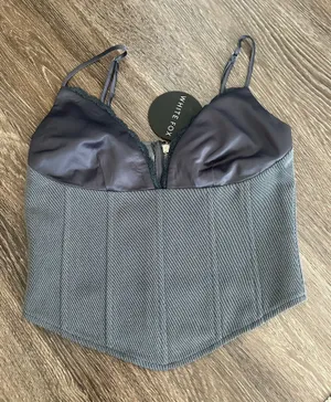 White Fox Corset Grey Boutique Top thumbnail 1
