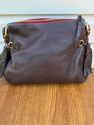 Dooney & Bourke Florentine Leather Medium Hobo Shoulder Bag Brown Tassel thumbnail 4