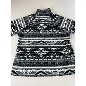 Eddie Bauer Fleece Pullover Size XL Black White Aztec Geometric Quarter Zip thumbnail 7
