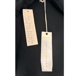 Happy x Nature NWT M Black Embroidered Cotton Open Back Tie Mini Dress Pockets thumbnail 9