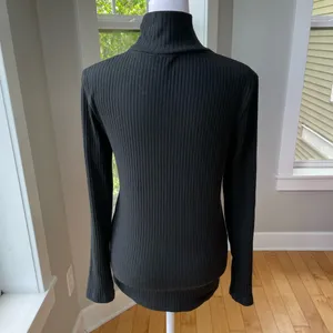 Vintage 90s J. Crew Black Ribbed Mockneck Long Sleeve Top Size Medium thumbnail 3