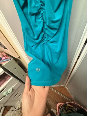 Lululemon Ruched Back Racerback Tank Top Teal thumbnail 3