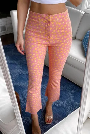 NWT- Floral print cropped open hem jeans thumbnail 1