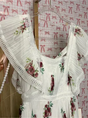 Lulus Thriving Romance White Floral Print Tiered Midi Dress $92 XS Coquette Chic thumbnail 2