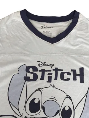 Disney Stitch Graphic V Neck T Shirt Light Blue Hawaii Plus Size XL 16/18 thumbnail 3