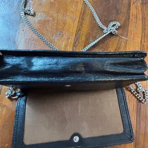Lauren Ralph Lauren Black Textured Leather Chain Crossbody‎ Wallet Bag Silver thumbnail 16