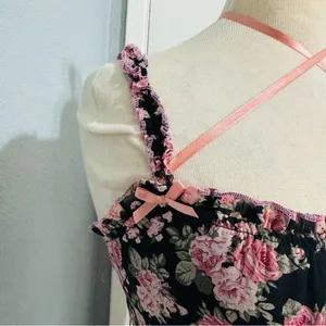 Cider Women‎ Floral Black and Pink Spaguetti straps Cropped Tank Top Size S thumbnail 6