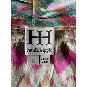 Haute Hippie Silk Crossover Draped Front Top Multicolor Batik Pattern Size Large thumbnail 6