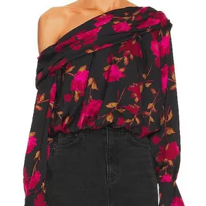 Free People Black & Red Combo Potter Print One-Shoulder Off Shoulder Size Small thumbnail 1