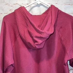 Nike ribbed cropped hooded long sleeve shirt pullover Medium logo maroon thumbnail 5