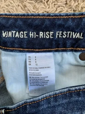 American Eagle vintage hi-rise Festival size 8 cutoff blue denim jean shorts thumbnail 3