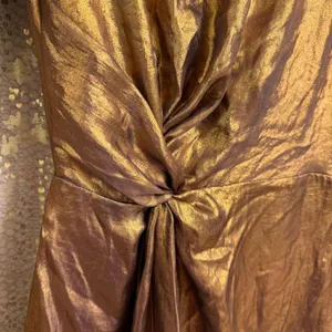 & Other Stories Metallic Shiny Satin Bronze Gold‎ Mini Dress Size 2 NWT thumbnail 4